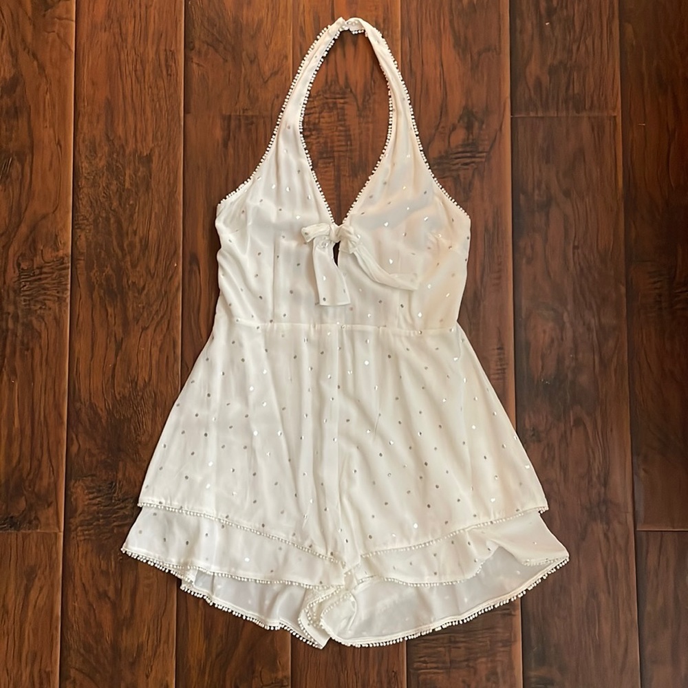 White Halter Romper